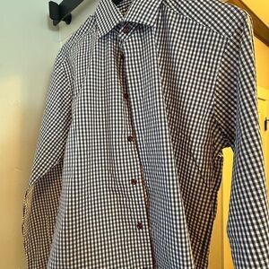 Eton Navy and White Checkered Button Down Shirt